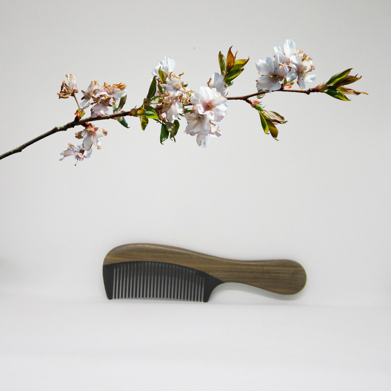 Tibet Hand Carved Yak Horn Combs Designer with Handle - Style 2