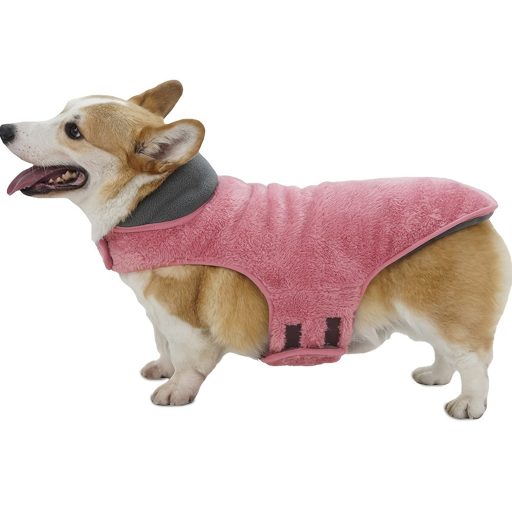 Double-Sided Fleece Dog Winter Coat – Windproof & Warm
