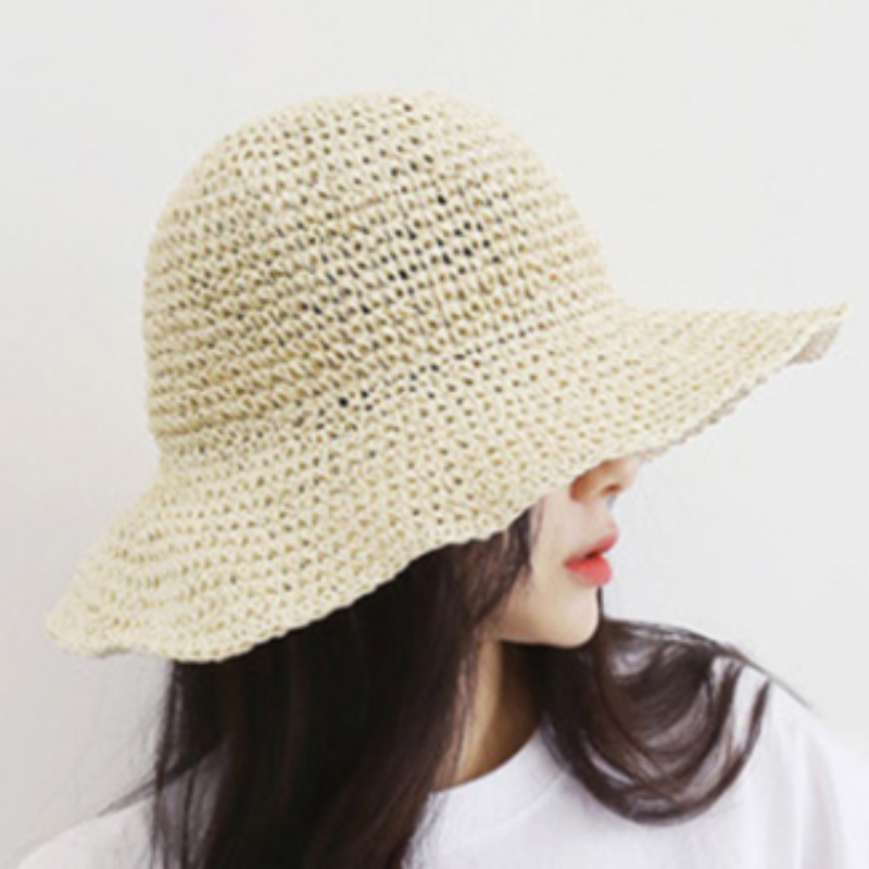 Crochet Straw Hats - Beige