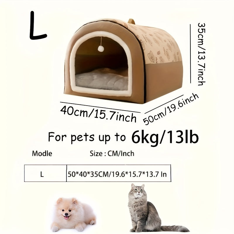 2-in-1 Detachable Indoor Plush Pet Bed with Handle