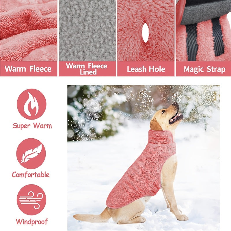 Double-Sided Fleece Dog Winter Coat – Windproof & Warm