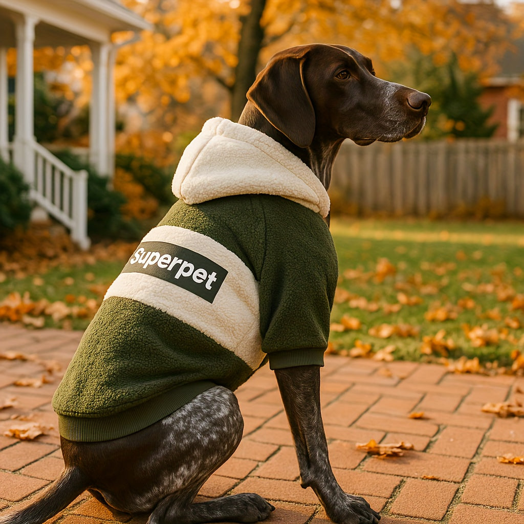 Cozy Dog Sweater Hoodie with Superpet Design, Warm Pullover for Medium to Large Breeds