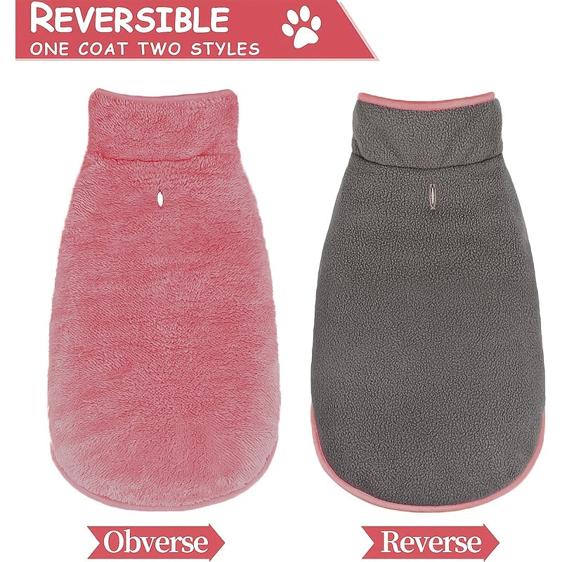 Double-Sided Fleece Dog Winter Coat – Windproof & Warm