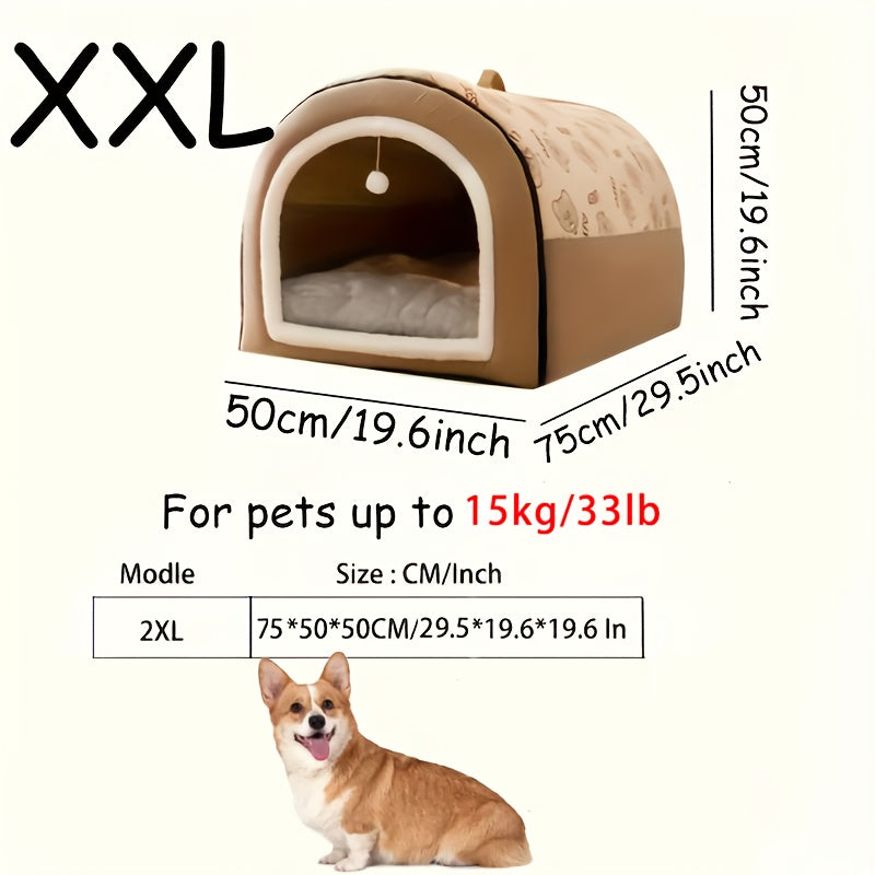 2-in-1 Detachable Indoor Plush Pet Bed with Handle