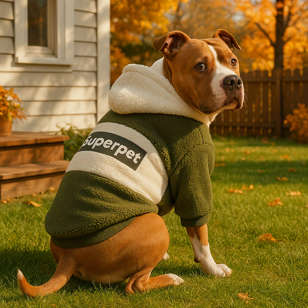 Cozy Dog Sweater Hoodie with Superpet Design, Warm Pullover for Medium to Large Breeds