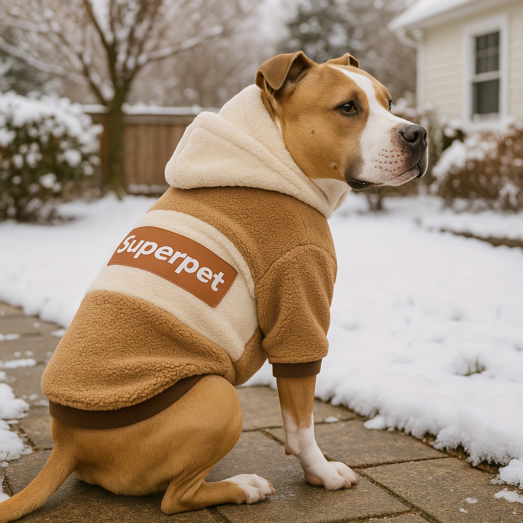 Cozy Dog Sweater Hoodie with Superpet Design, Warm Pullover for Medium to Large Breeds