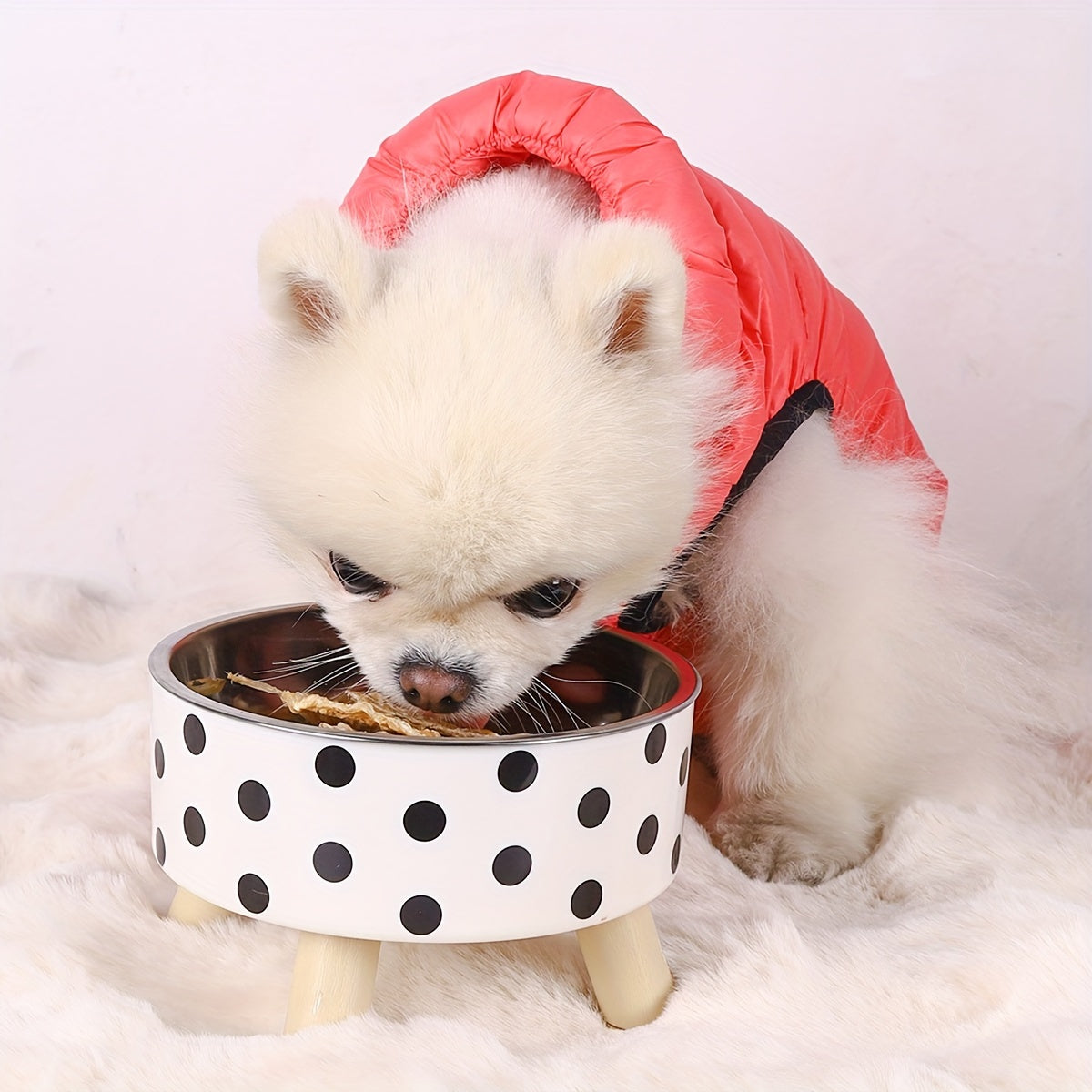 Stainless Steel Elevated Pet Food Bowl – Black & White Checkerboard