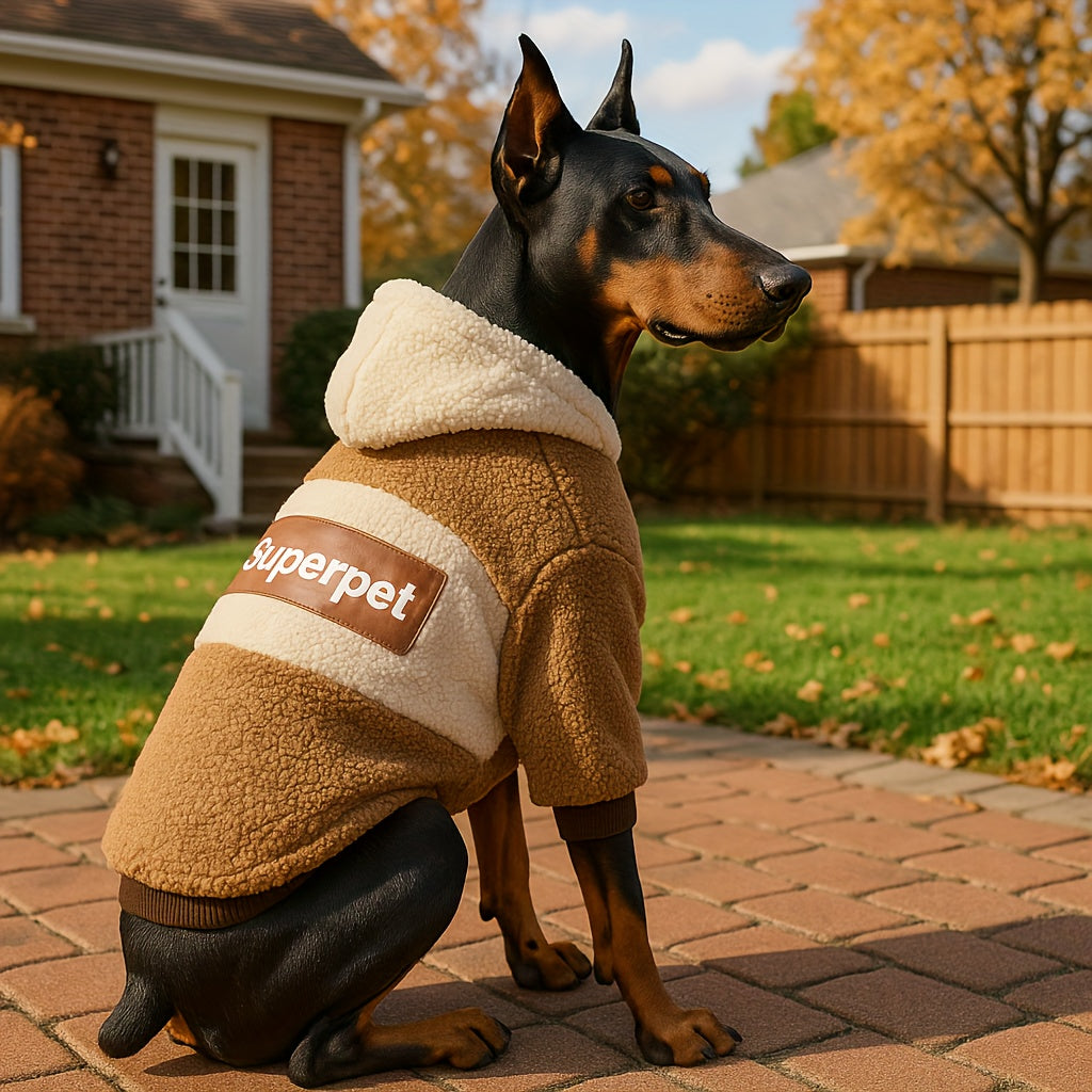Cozy Dog Sweater Hoodie with Superpet Design, Warm Pullover for Medium to Large Breeds