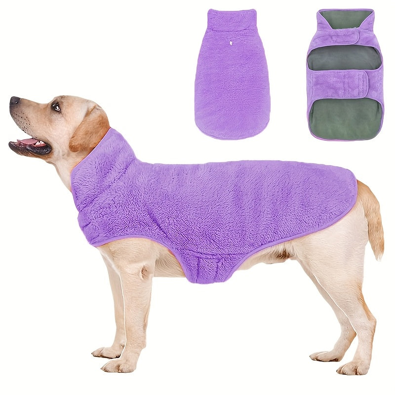 Double-Sided Fleece Dog Winter Coat – Windproof & Warm