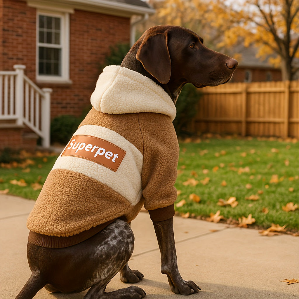 Cozy Dog Sweater Hoodie with Superpet Design, Warm Pullover for Medium to Large Breeds