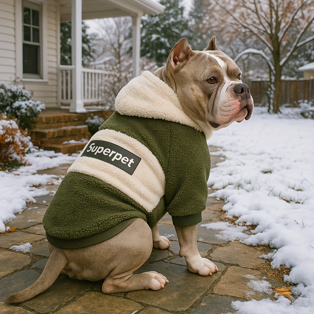 Cozy Dog Sweater Hoodie with Superpet Design, Warm Pullover for Medium to Large Breeds