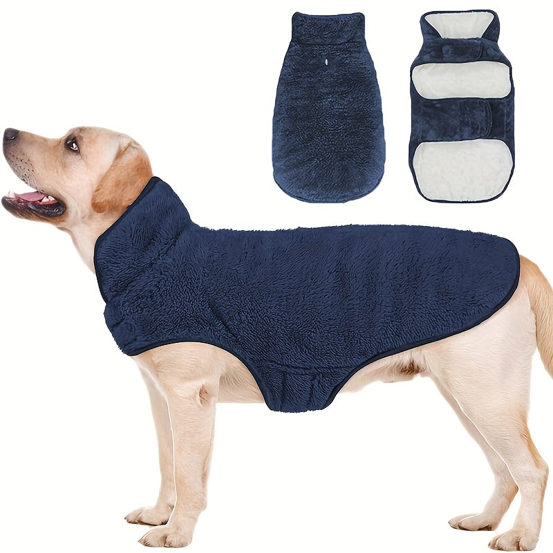 Double-Sided Fleece Dog Winter Coat – Windproof & Warm