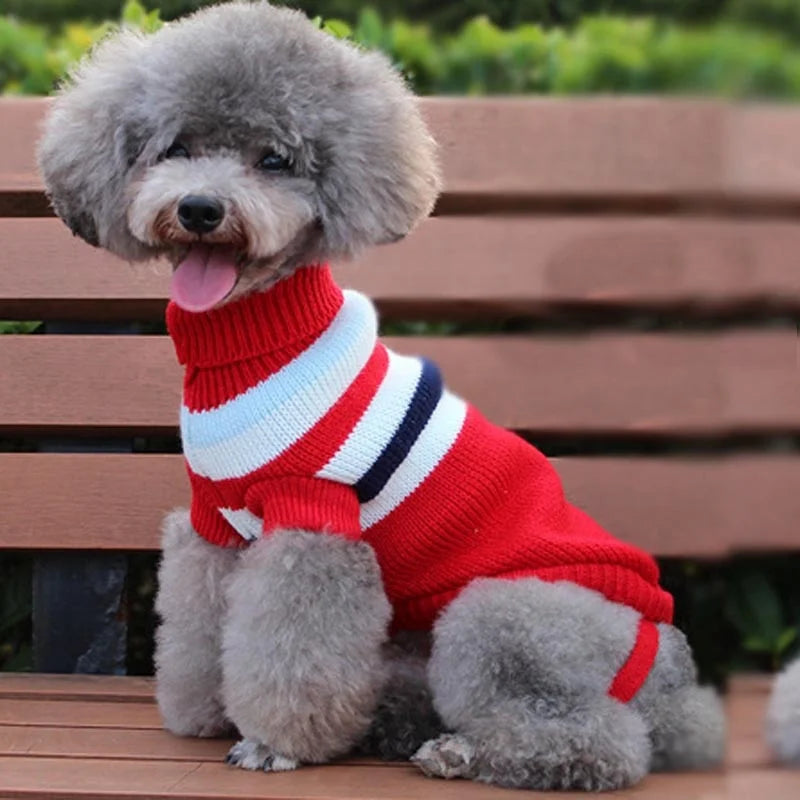 Christmas Vintage Dog Sweaters Holiday Reindeer Red Heart Style Dog Clothes New Year Soft Puppy Sweaters Warm Pet Sweaters for S