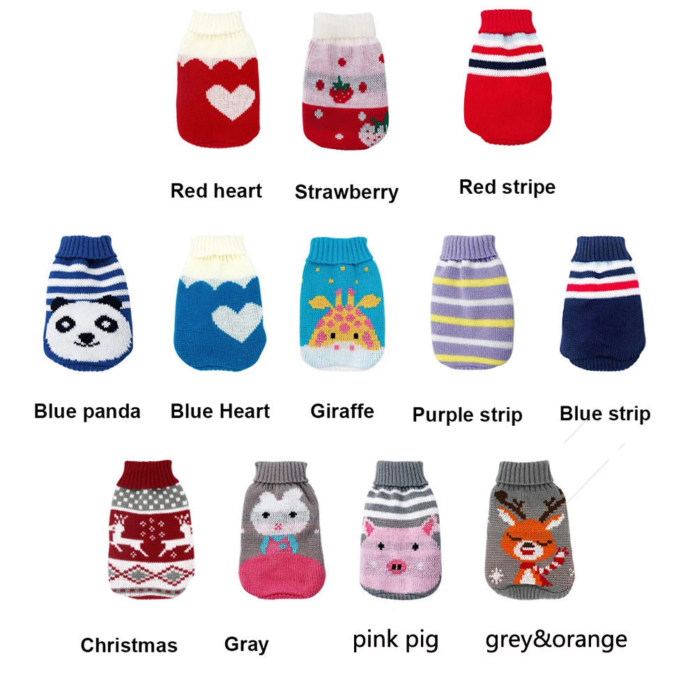 Christmas Vintage Dog Sweaters Holiday Reindeer Red Heart Style Dog Clothes New Year Soft Puppy Sweaters Warm Pet Sweaters for S