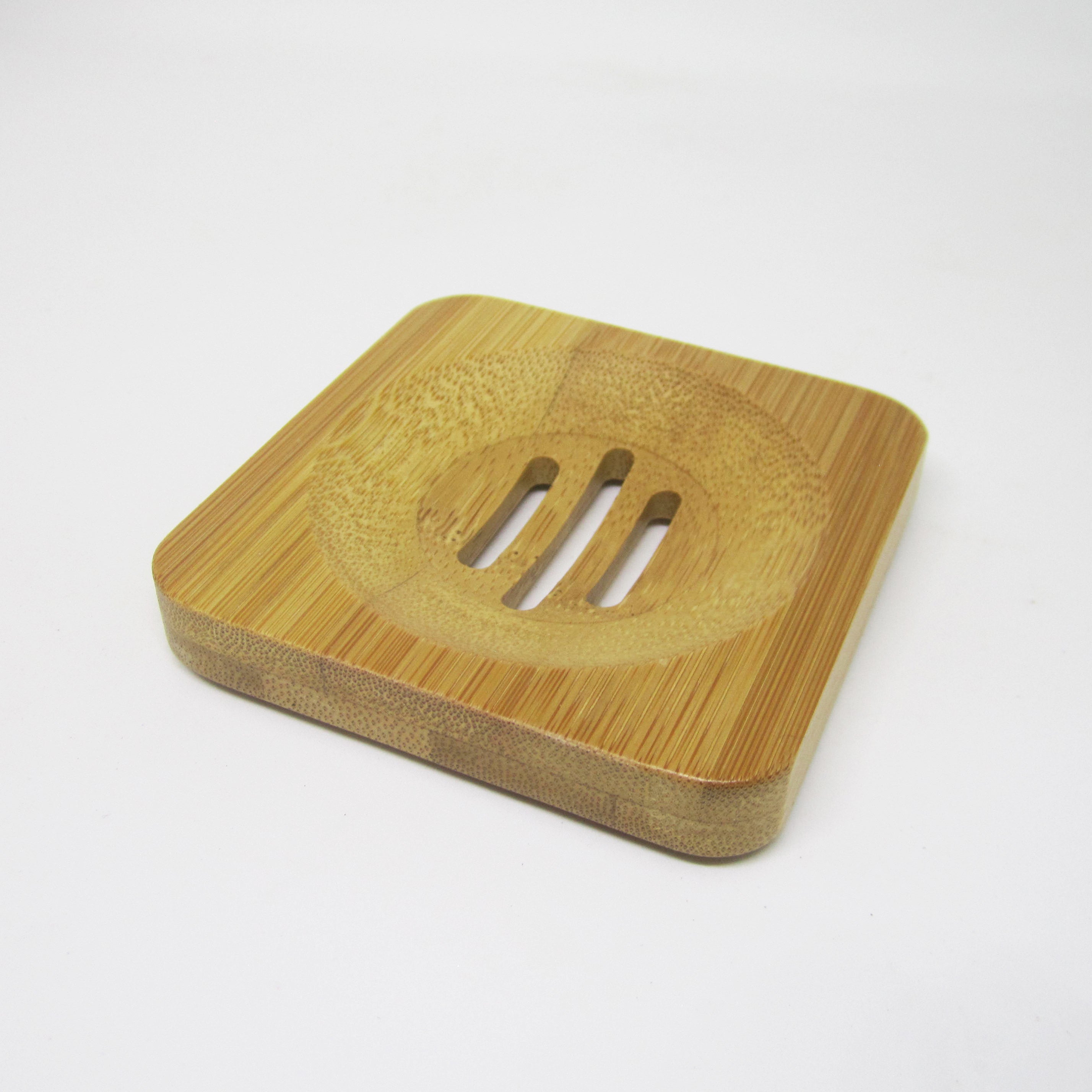 Natural Bamboo Soap Tray - Square with round holder