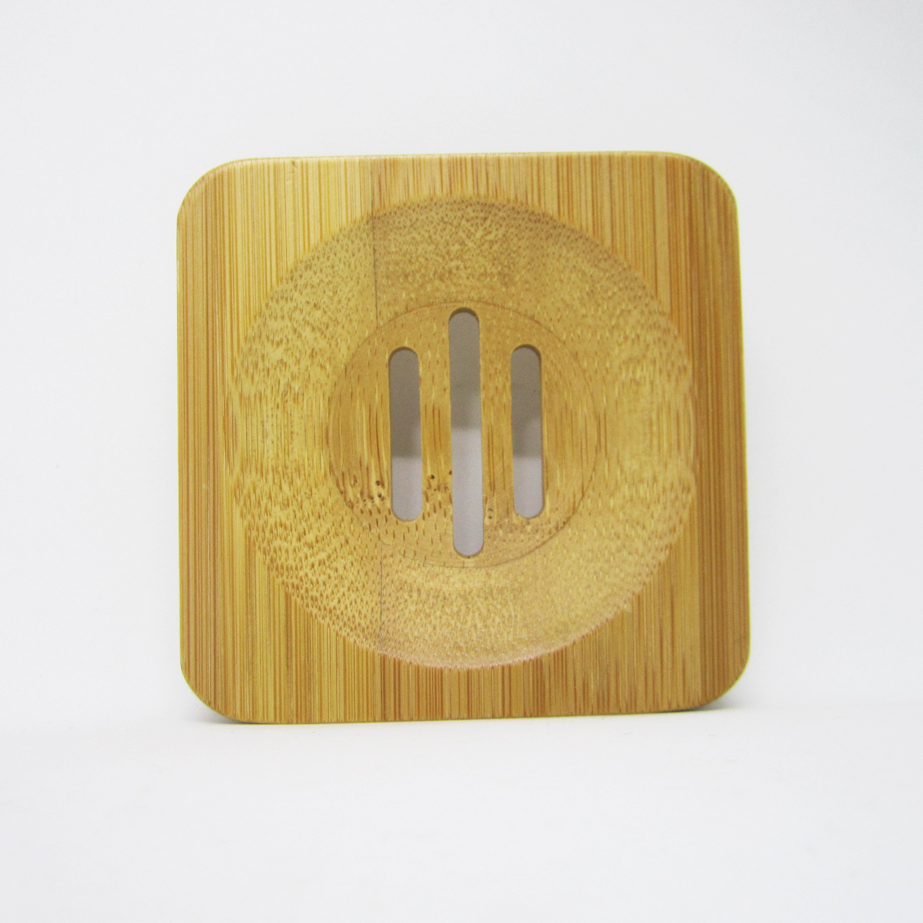 Natural Bamboo Soap Tray - Square with round holder