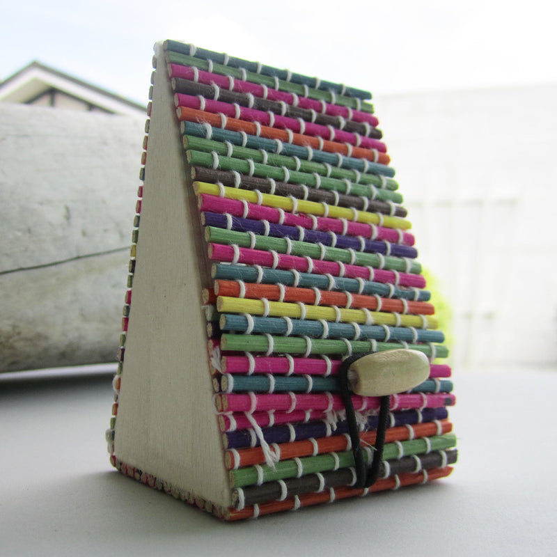 Pyramid Shaped Bamboo Storage Case - Rainbow Colour