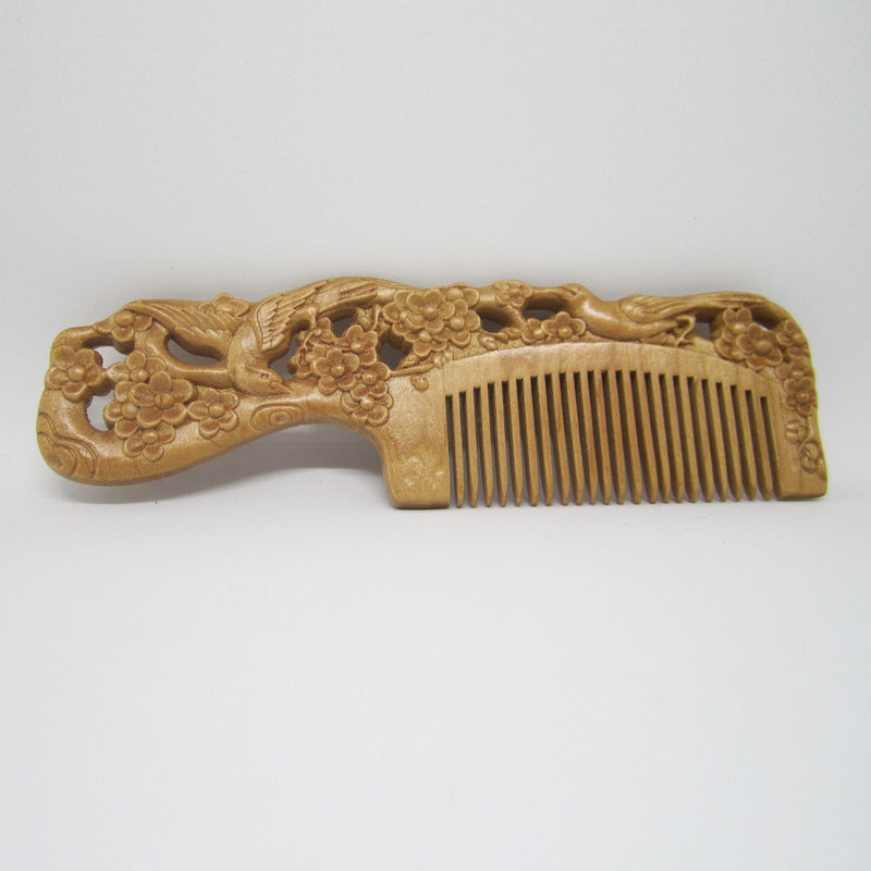 Natural Peach Wood anti-static massage health care vintage hair comb 1