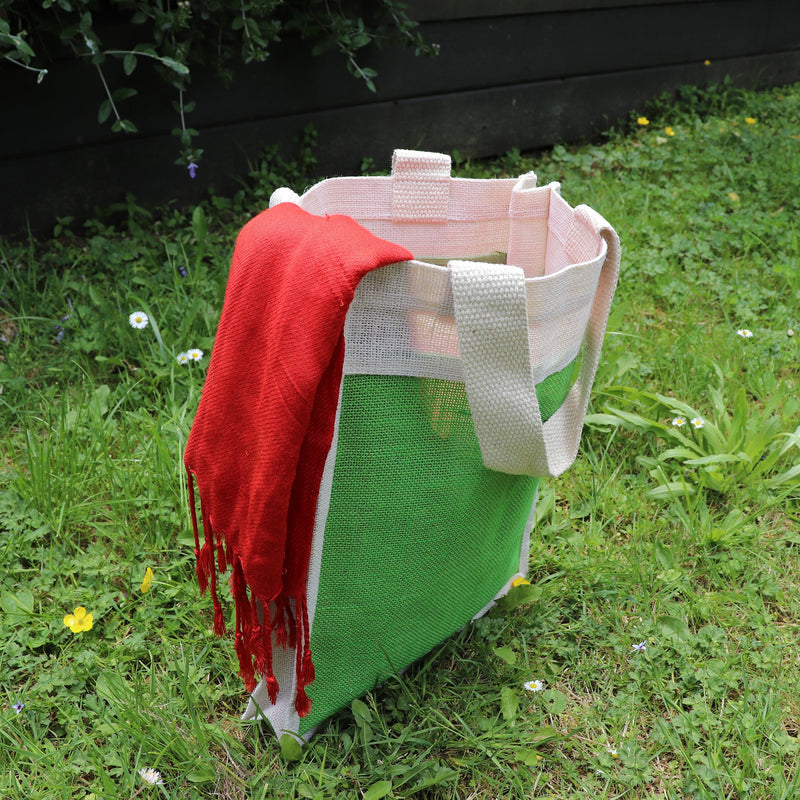 Jute Handbag - Patch Parrot Green