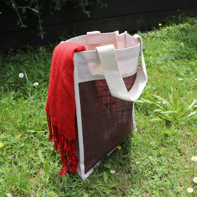 Jute HandBag - Patch Brown