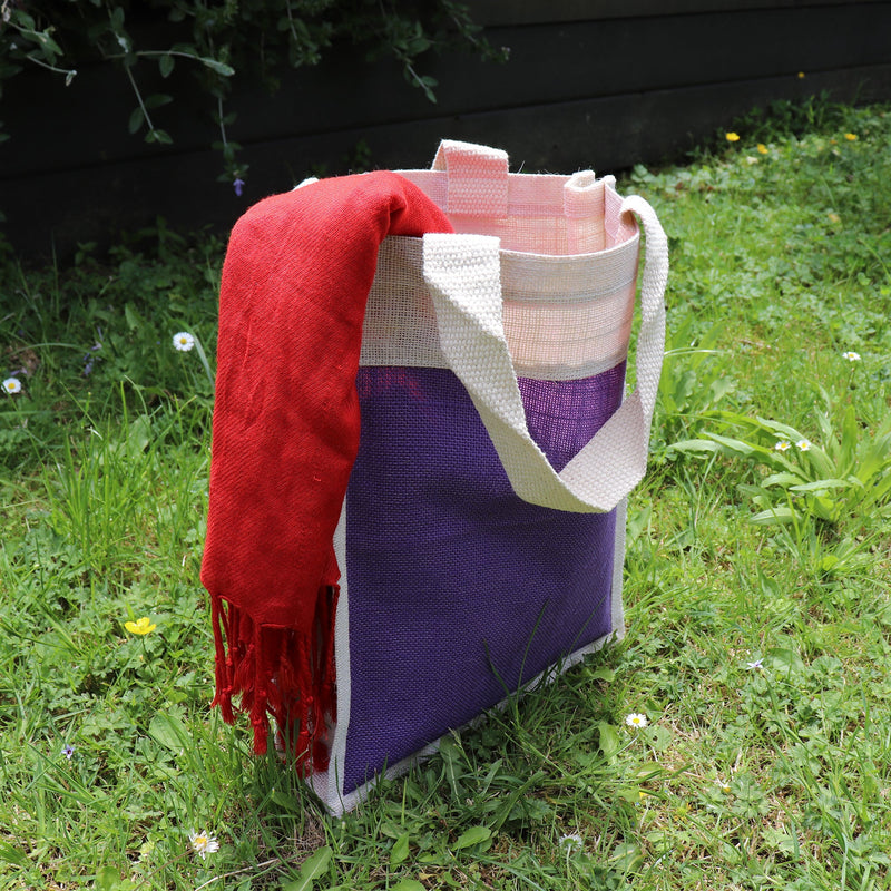 Jute Handbag - Patch Lavender