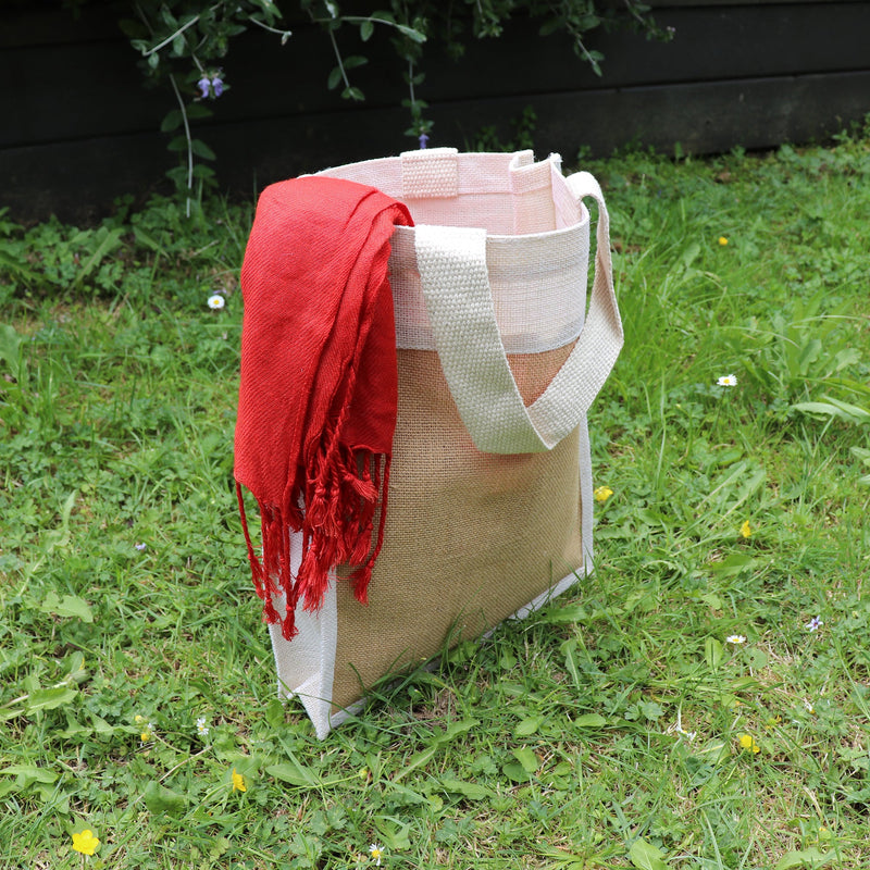 Jute Handbag - Patch Light Brown