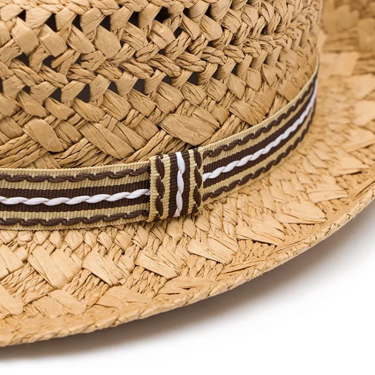 Handmade woven retro sun hat - Beige - ADULTS
