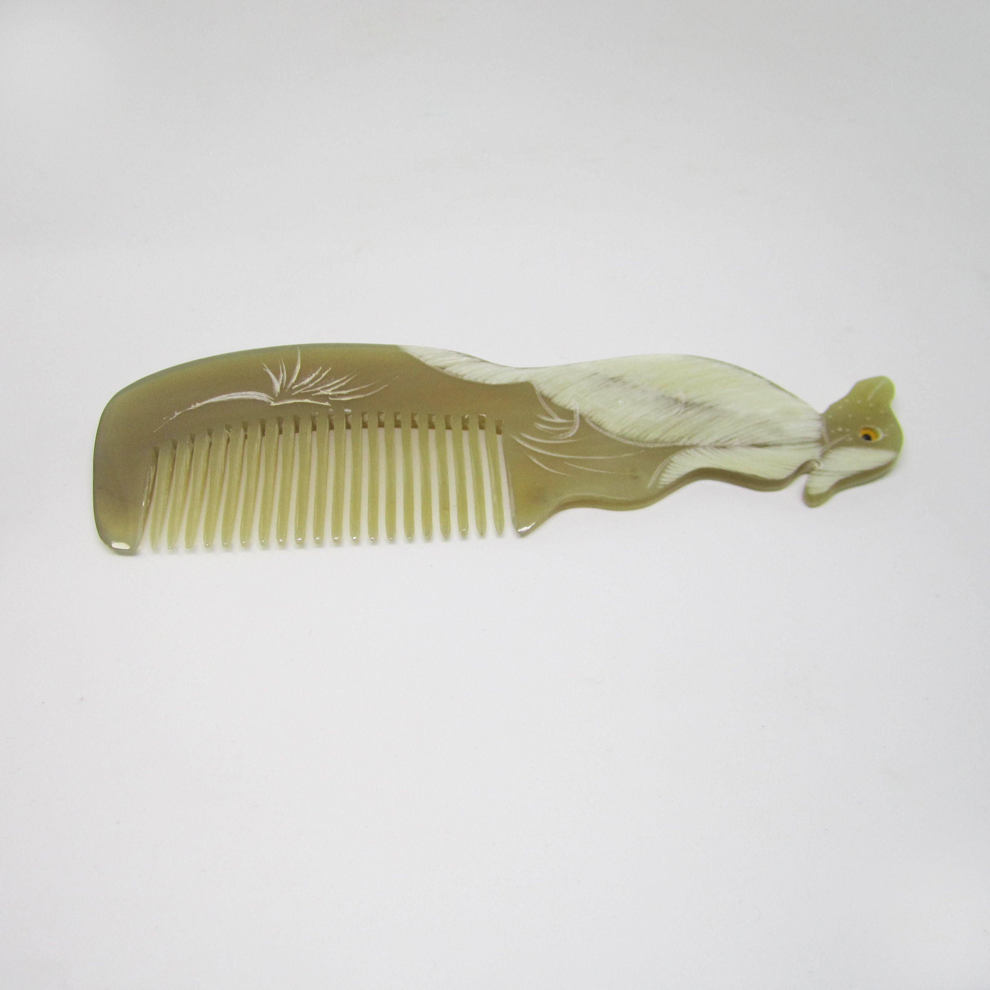 Tibet Hand Carved Yak Horn Combs - 12 (Seal)