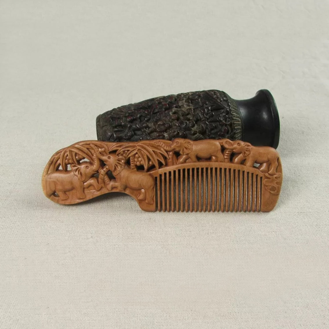 Natural Peach Wood comb (Vintage Elephant)