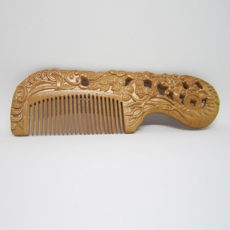 Natural Peach Wood comb (Vintage Tree Root Handle)