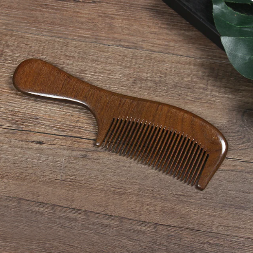 Handmade Sandalwood Curve Plain Handle Regular Comb