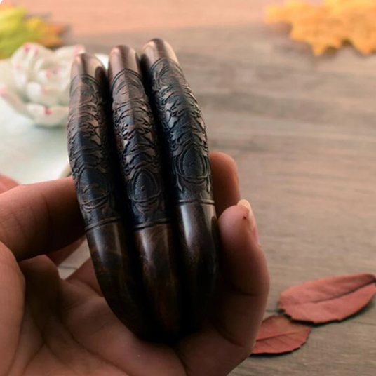 Handmade Sandalwood Top Bulge Ethnic Design Etched Regular Hand Comb