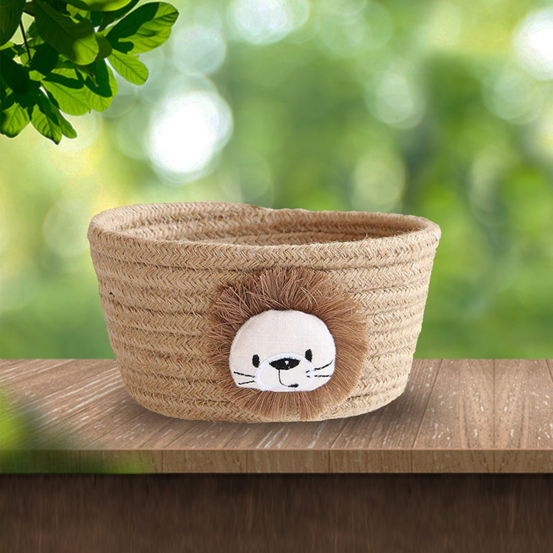 Handmade Fawn Cotton Gift Basket and Desktop Organiser - Baby Lion