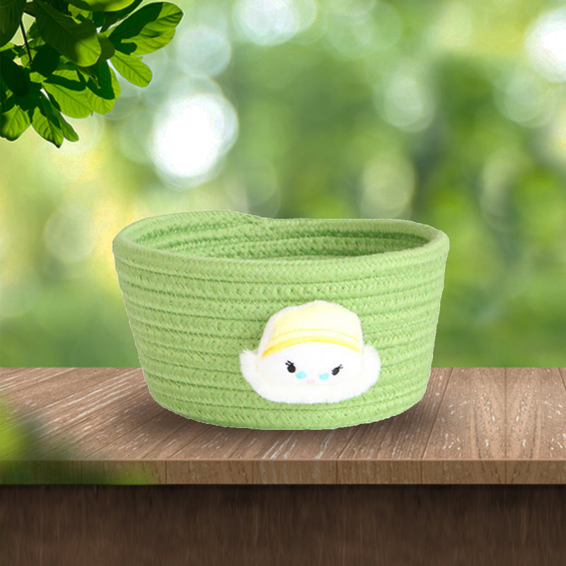 Handmade Light Green Cotton Gift Basket and Desktop Organiser - Chirpy