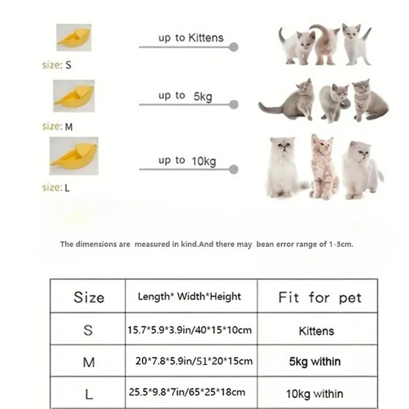 Banana shaped pet bed house - multicolor