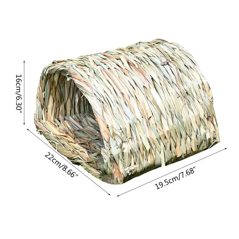 Natural straw woven bunny rabbit, hamsters, chinchillas, mice and other small pets nest tunnel