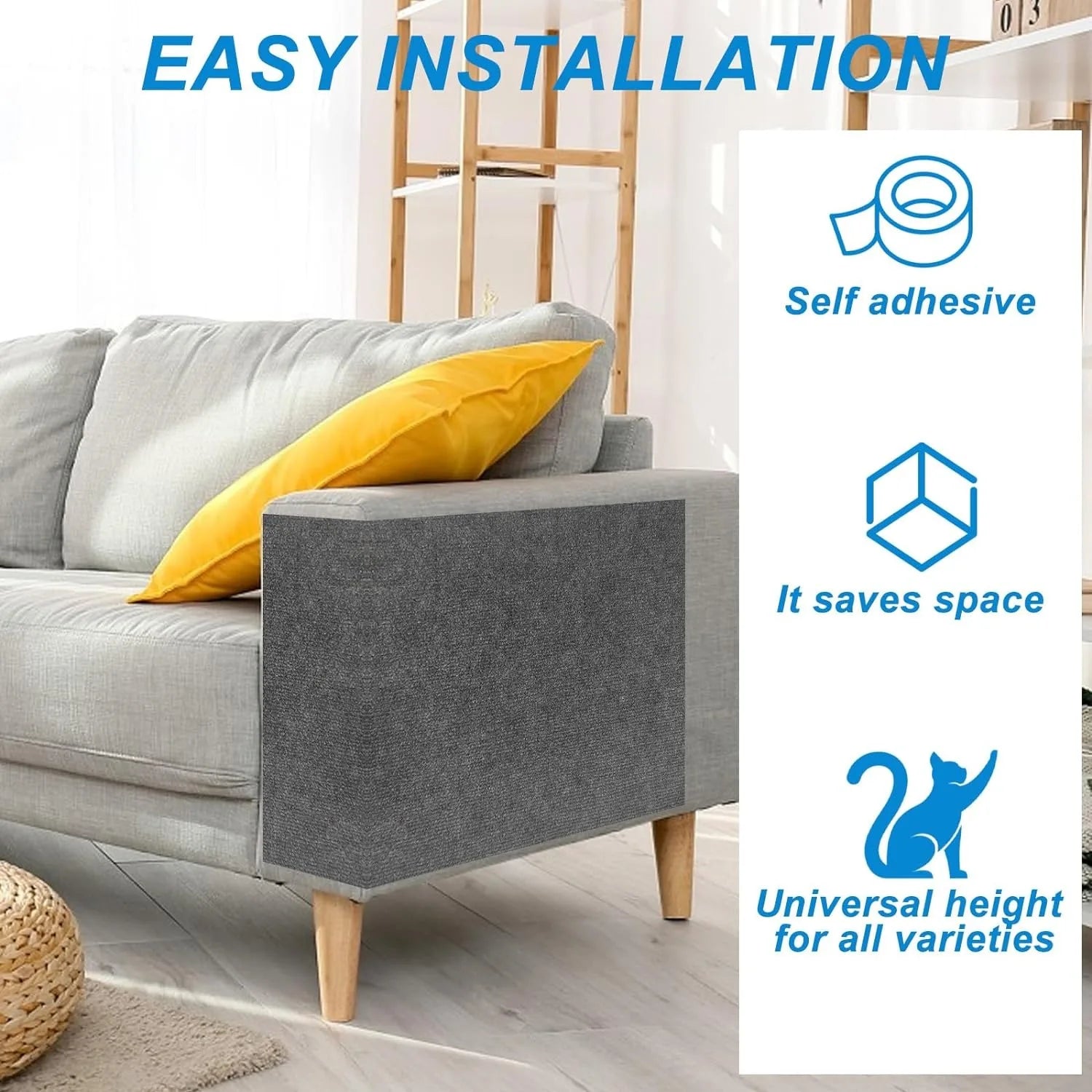 Scratching mat pet carpet with self-adhesive furniture protector