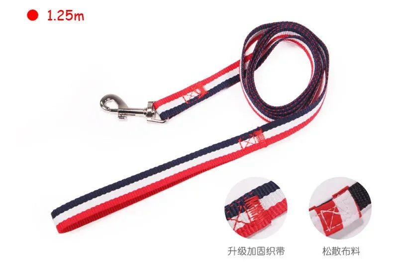 Soft Breathable Navy Style Leash Set for Small and Medium Dogs, Chihuahua Puppy Collar, Chest Strap, Pet Clothes