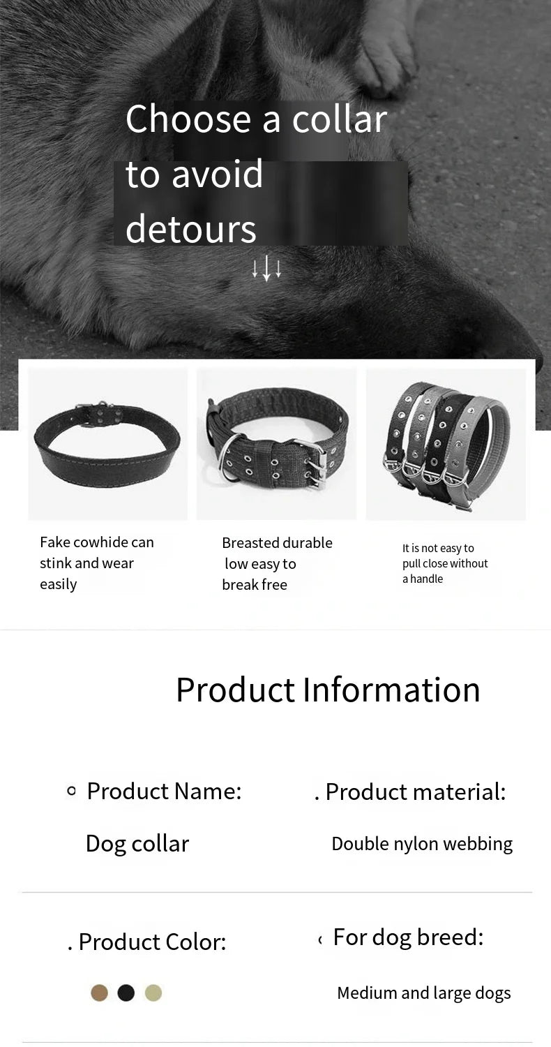 Durable Tactical Dog Collar Leash Pet Bungee Leash Durable Nylon Pet Training Collars With Handle Large Dogs French Bulldog