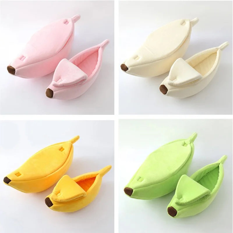 Banana shaped pet bed house - multicolor