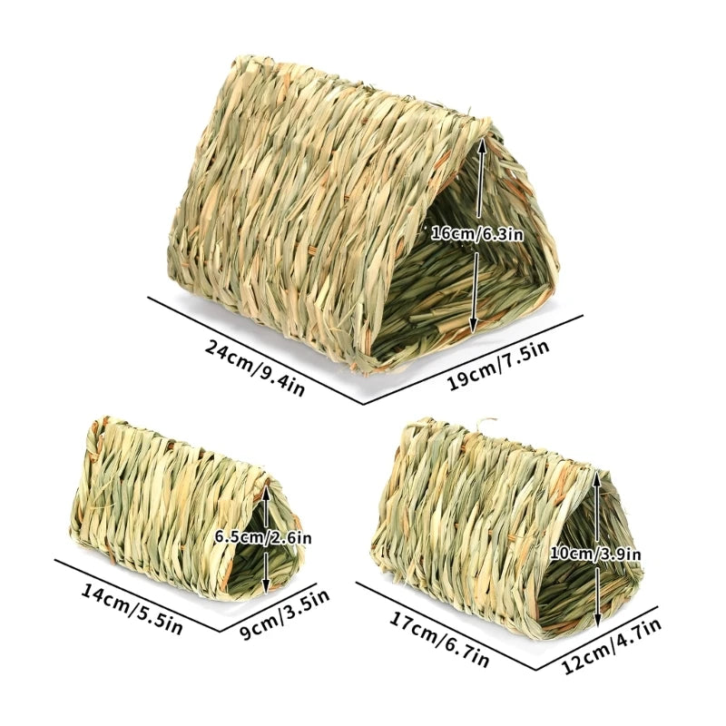 Natural straw woven bunny rabbit, hamsters, chinchillas, mice and other small pets nest tunnel