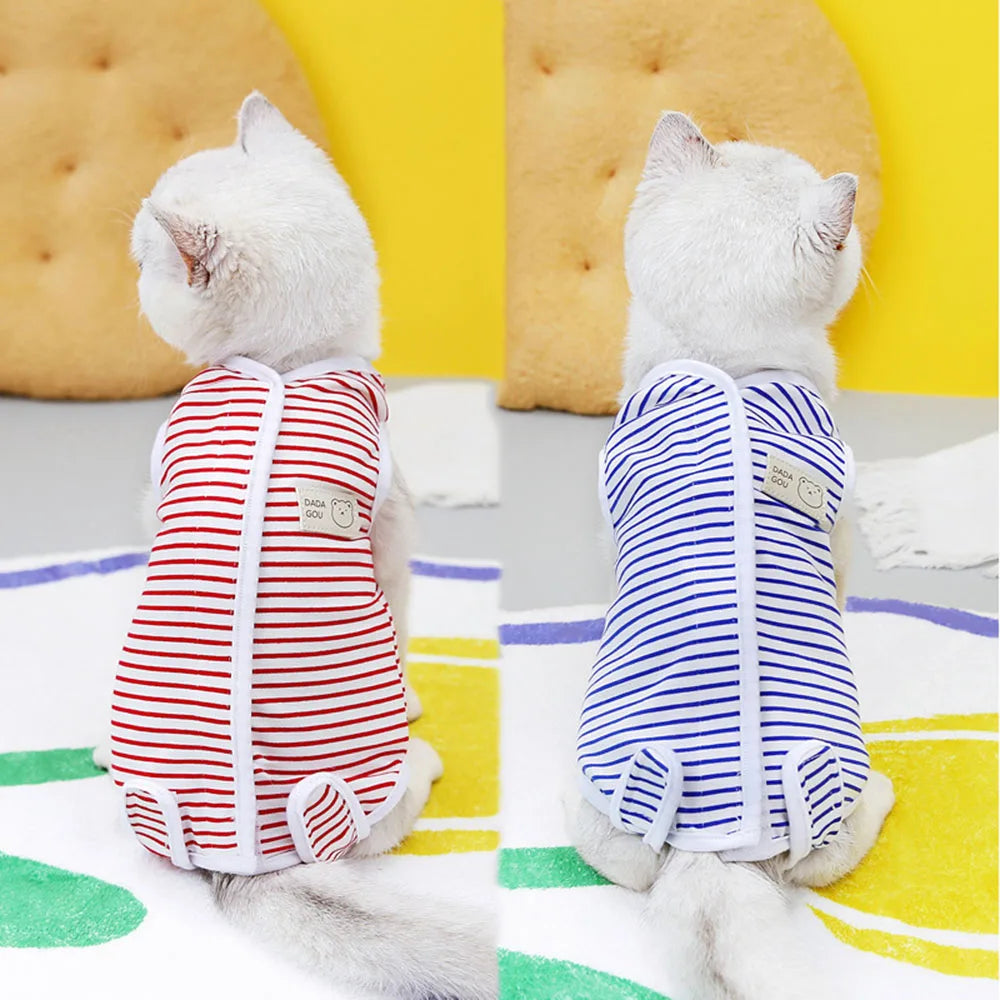 Kitten Onesies Cat Recovery Suit for Abdominal Wounds or Skin Diseases After Surgery Wear E-Collar Alternative for Cats and Dogs