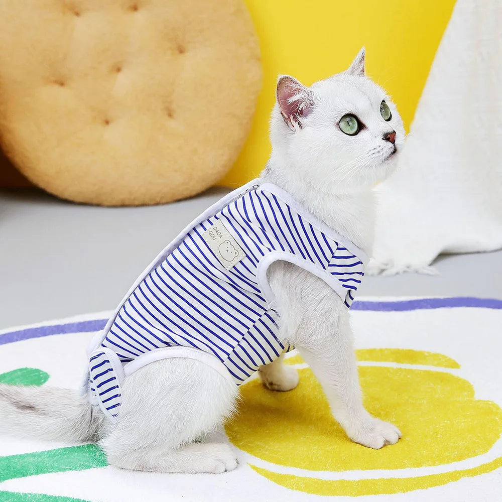 Kitten Onesies Cat Recovery Suit for Abdominal Wounds or Skin Diseases After Surgery Wear E-Collar Alternative for Cats and Dogs