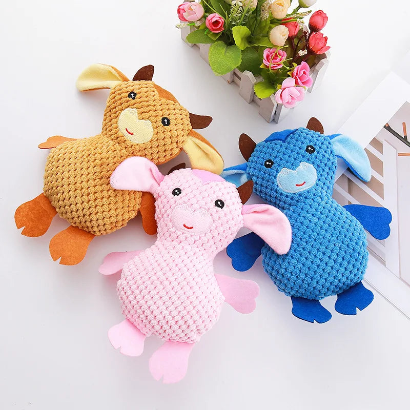 Plush Dog Toy Animals Shape Bite Resistant Squeaky Toys Fleece Dog Toys for Small Large Dogs Puppy Pets Training Accessories