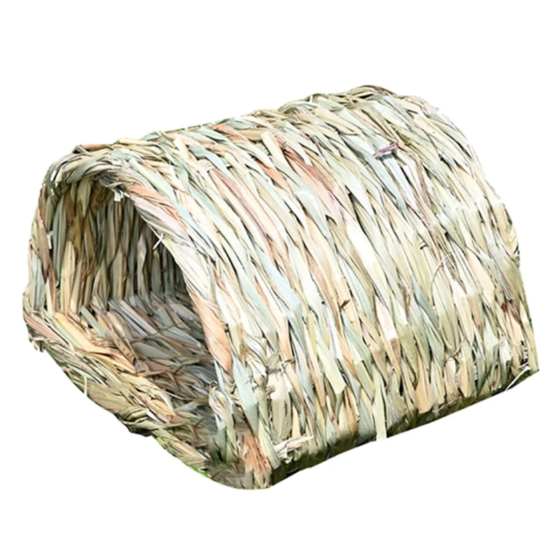 Natural straw woven bunny rabbit, hamsters, chinchillas, mice and other small pets nest tunnel