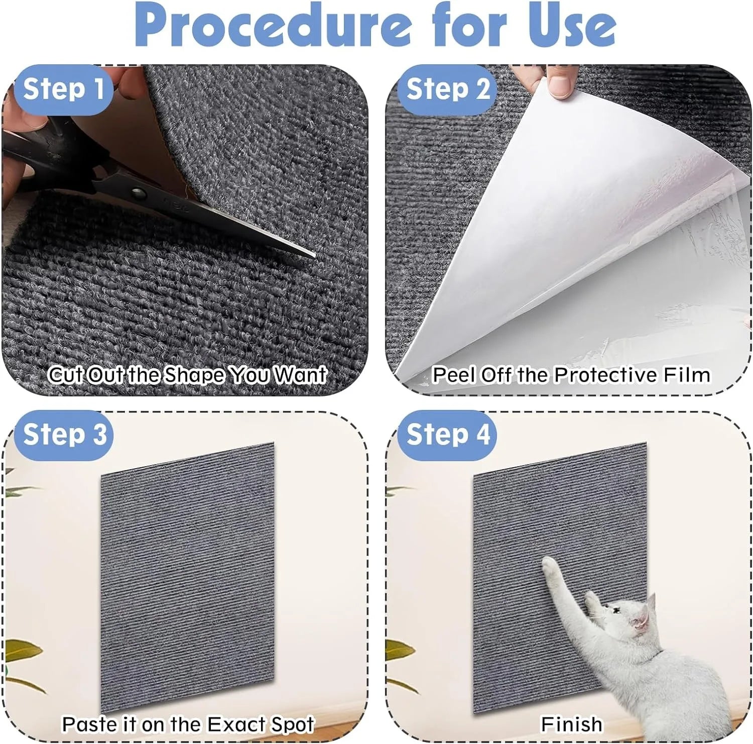 Scratching mat pet carpet with self-adhesive furniture protector