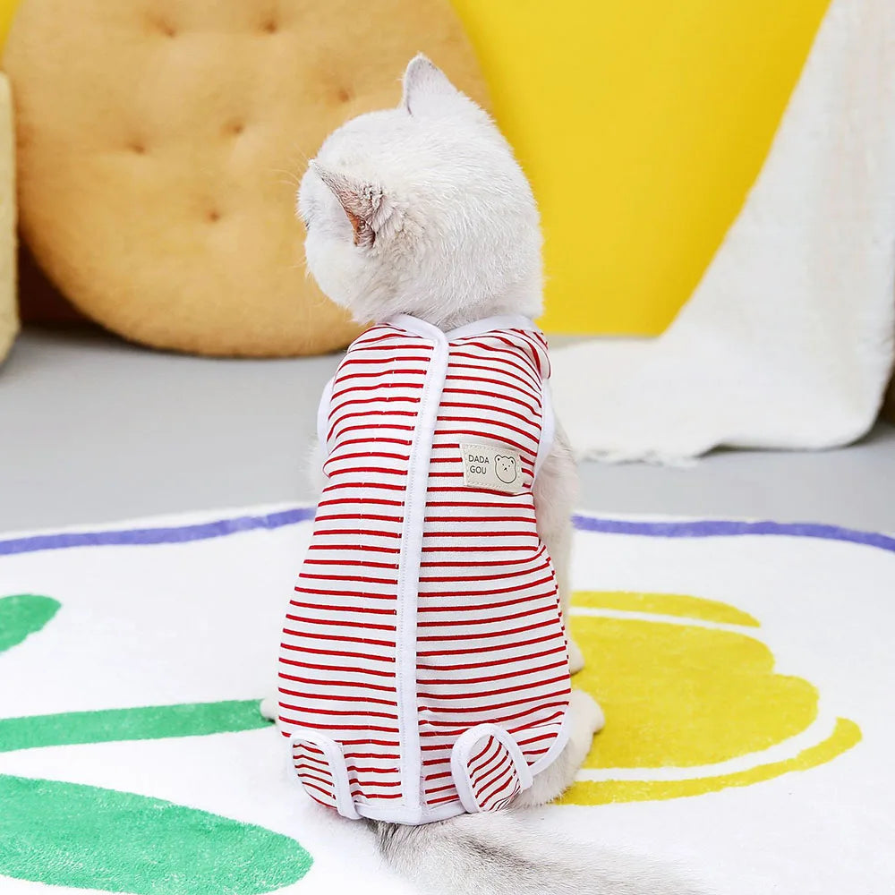 Kitten Onesies Cat Recovery Suit for Abdominal Wounds or Skin Diseases After Surgery Wear E-Collar Alternative for Cats and Dogs