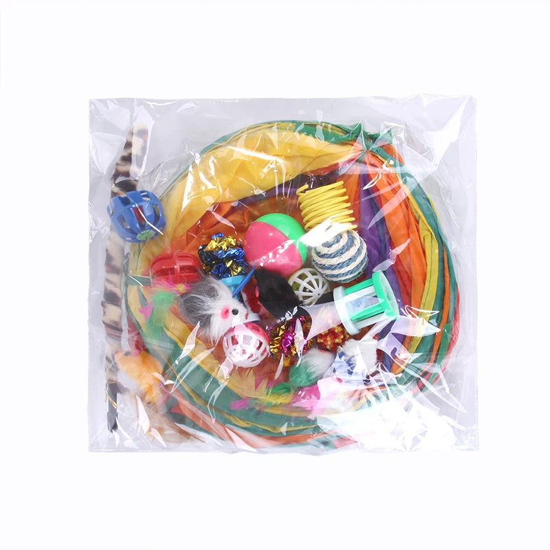 Cat Toys Cat Kitten Play Tunnel Mouse Shape Balls Foldable Chat Funny Cat Tent Mouse Supplies Simulation Fish