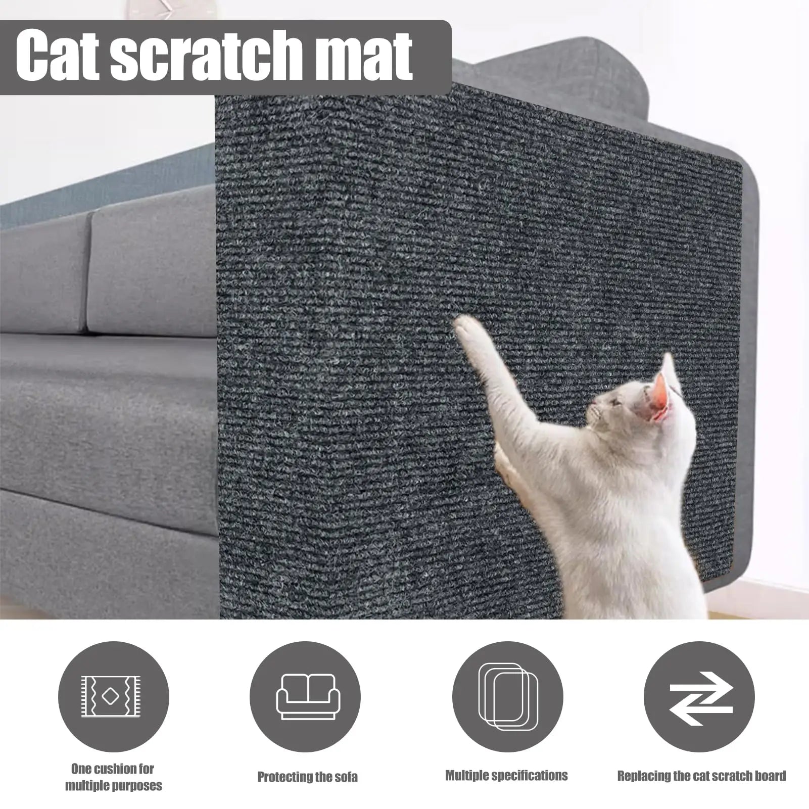 Scratching mat pet carpet with self-adhesive furniture protector