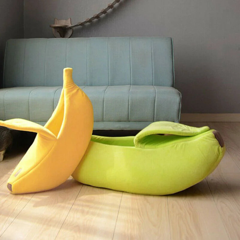Banana shaped pet bed house - multicolor